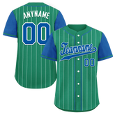 Custom Green Blue Stripe Fashion Personalized Authentic Baseball Jersey BSBJ01-D017245
